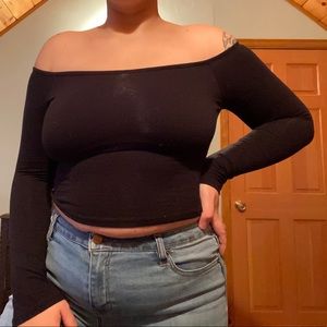 Fashion nova off shoulder black crop top